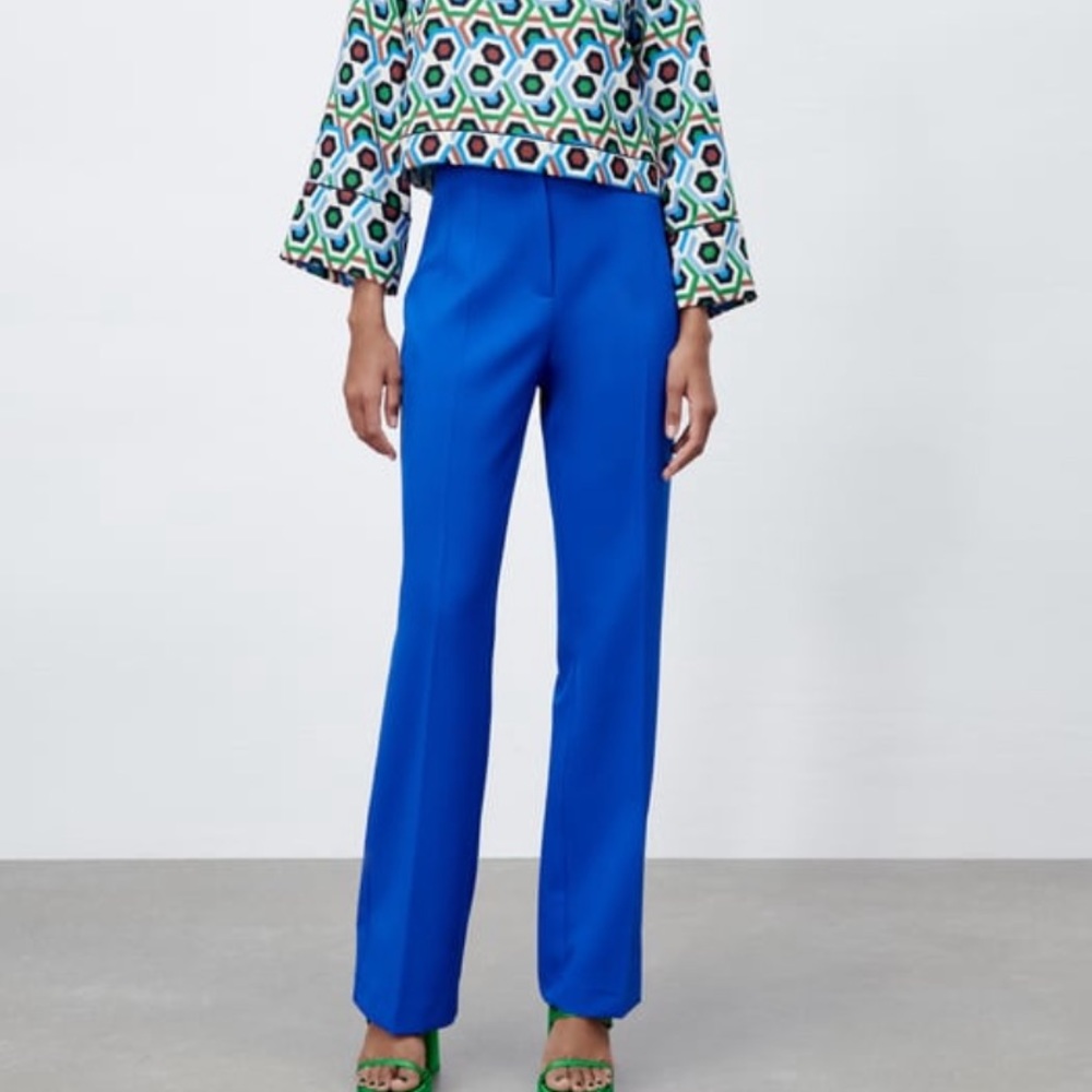 Flared high waisted pants from Zara in “Bluish”, size small. NWT